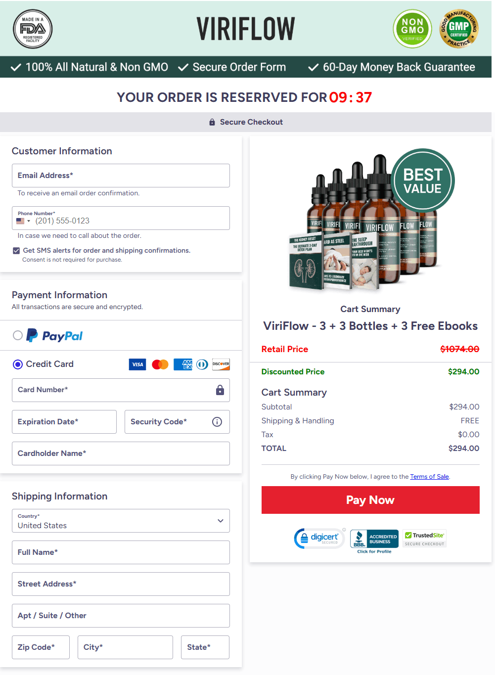 ViriFlow CheckoutPage